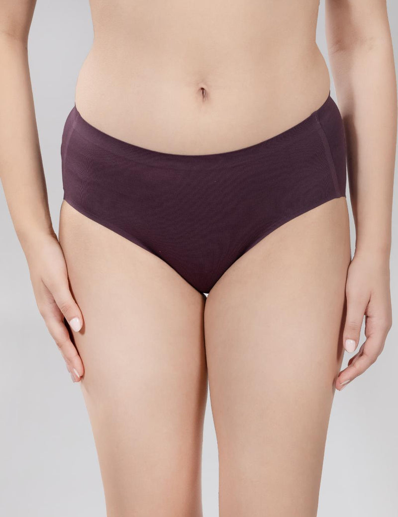 VOOMMN PureFit™ Mid-Rise Cotton Seamless Panty – Wine - additional image