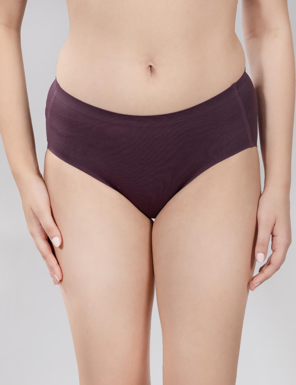 Image of VOOMMN PureFit™ Mid-Rise Cotton Seamless Panty – Wine