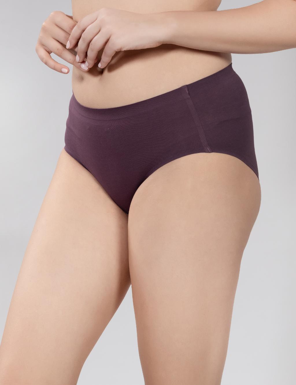 Image of PureFit™ Mid-Rise Cotton Seamless Panty – Pack of 2 (Mocha + Wine)