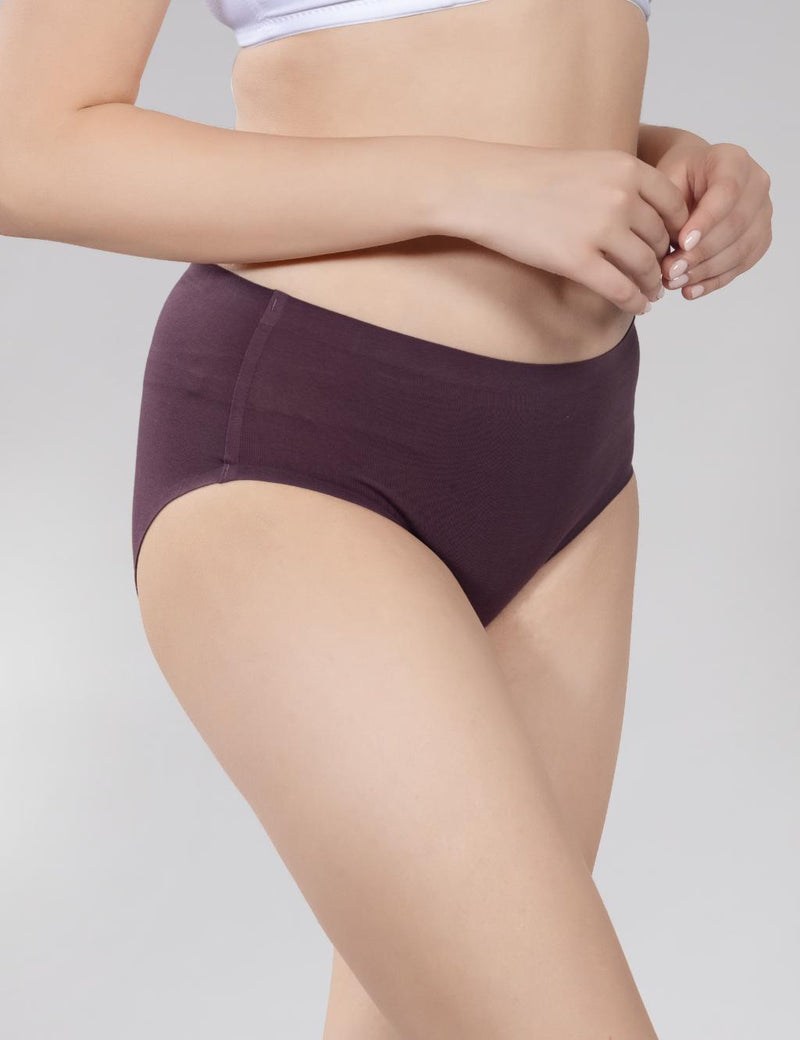 VOOMMN PureFit™ Mid-Rise Cotton Seamless Panty – Wine - additional image