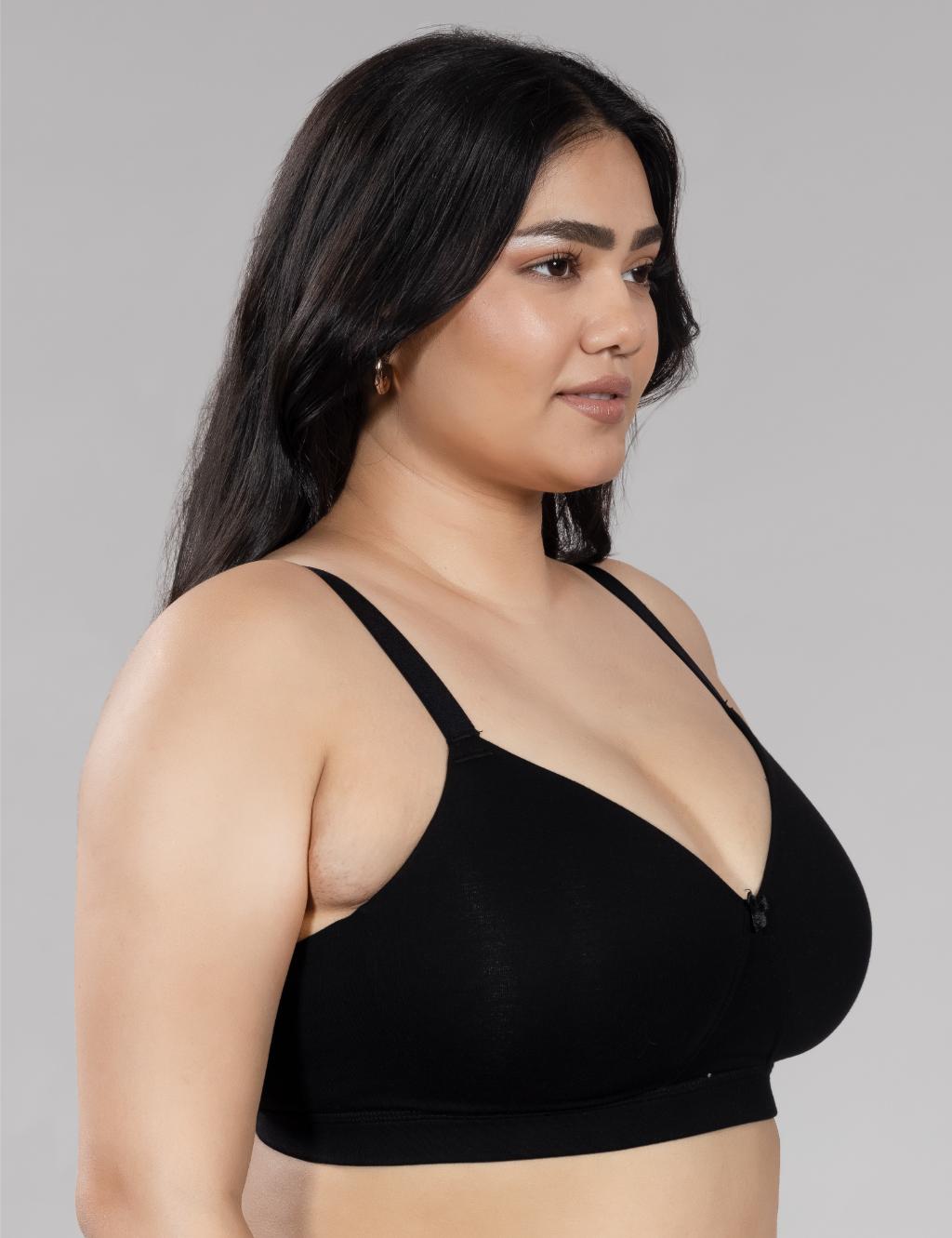 Image of SoftHug Cotton Padded Bra - Black